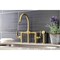 Kingston Brass KS2337KL Industrial Style Bridge Kitchen Faucet with Brass Sprayer, Brushed Brass KS2337KL - alternate 4